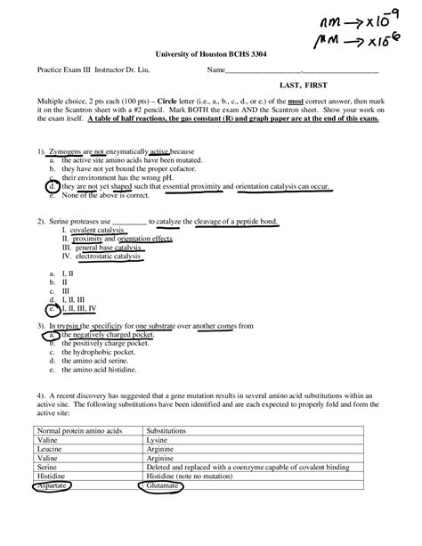 Biochemistry Exam 3 Review UH Exams Biochemistry Docsity