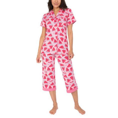 Munki Munki Ladies 2 Piece Jersey Pajama Set Pink Watermelon Xl 1618