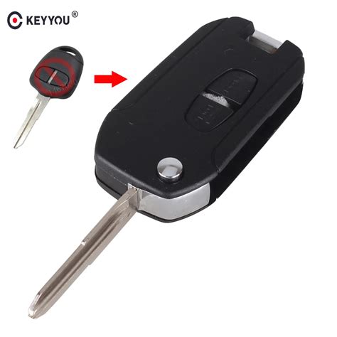 Keyyou Buttons Remote Key Shell Case Folding Flip Fob For Mitsubishi