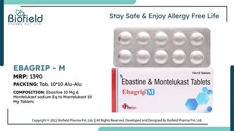 Ebastine Montelukast Tablets Manufacturer Supplier And Franchise