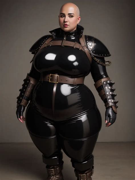 Ai Upscale Image Steampunk Stile Chubby Bald Women In A Full