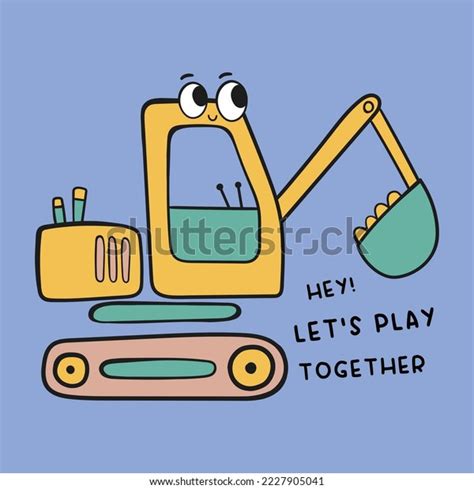 Cute Cartoon Excavator Vector Illustration Stock Vector (Royalty Free ...