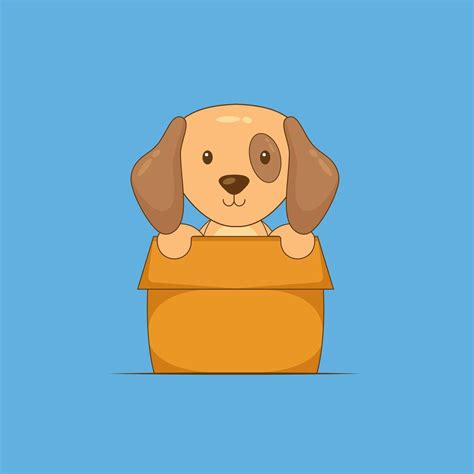 Cute Cartoon Dog In A Cardboard Box 1895522 Vector Art At Vecteezy