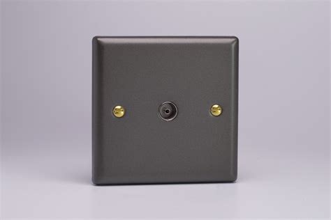 Varilight Vogue Slate Grey 1 Gang TV Socket Co Axial Switch Socket