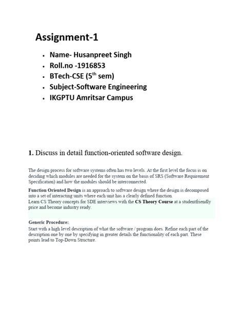 Software Engineering Assignment 1 Pdf Object Oriented Programming