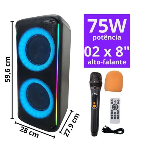 Caixa De Som Bluetooth W C Microfone Led Rgb Kts Kts Kts