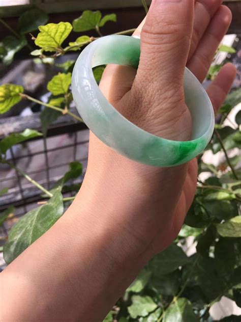 High Grade Natural Jadeite Bangle Mm Ice Species Pure Green Floats