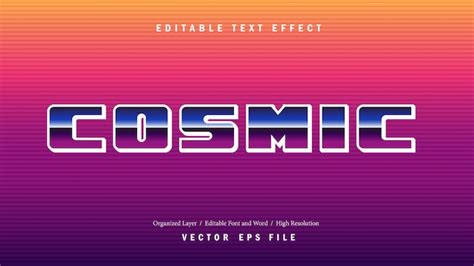 Premium Vector Editable Cosmic Font Typography Template Text Effect