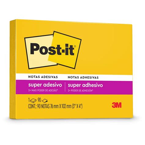 Bloco De Notas Super Adesivas Post It Amarelo Sol 76 Mm X 102 Mm 90