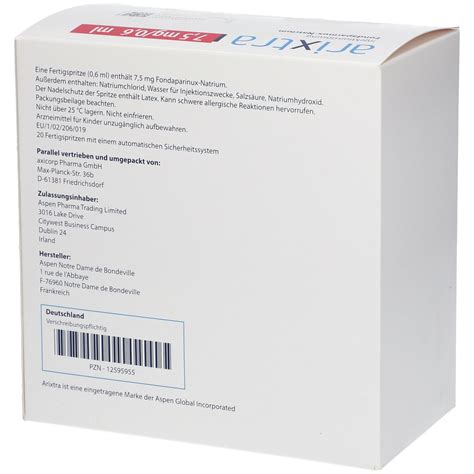 Arixtra 7,5 mg/0,6 ml 20x0,6 ml mit dem E-Rezept kaufen - Shop Apotheke