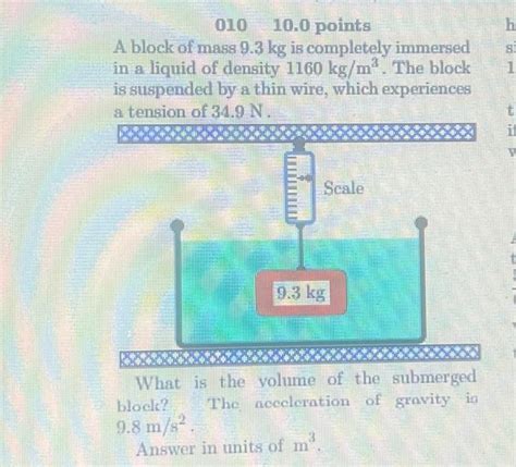 Solved 010 10 0 Points A Block Of Mass 9 3 Kg Is Completely