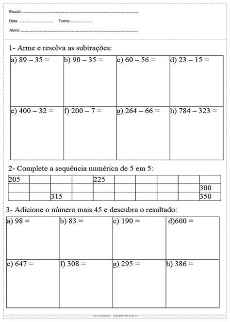 Avaliação Diagnostica De Matematica Para 5 Ano