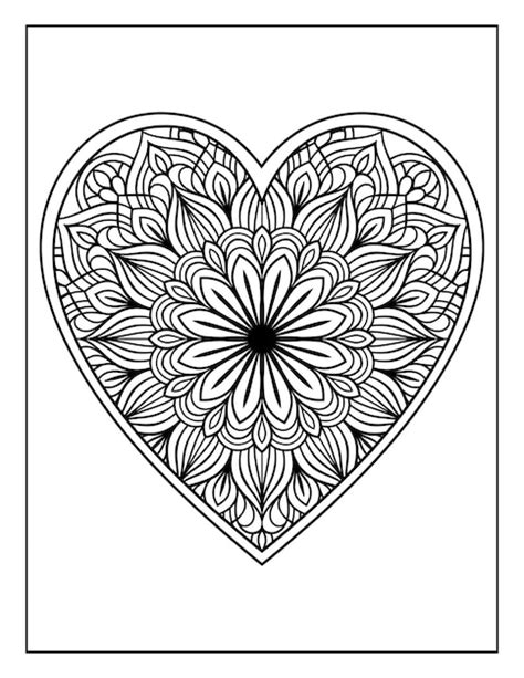 Motif Floral De Mandala En Forme De Coeur Dessin La Main Pour La