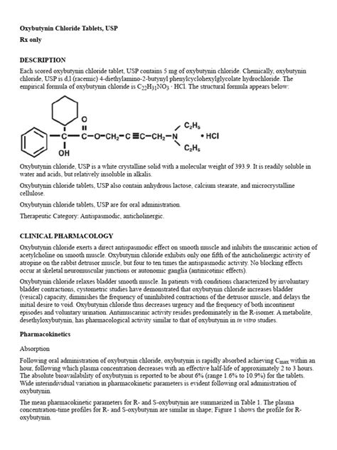 Oxybutynin Chloride Tablets, USP | PDF | Pharmacokinetics | Clinical ...