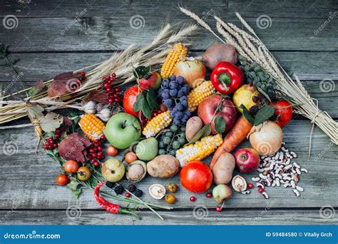 Autumn Harvest Fruits And Vegetables Stock Photo Image 59484580