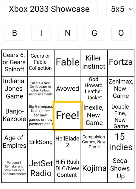 Xbox Showcase Bingo R Xboxone