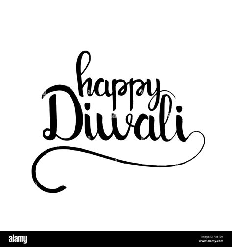 Happy Diwali Lettering Modern Vector Hand Drawn Calligraphy Isolated