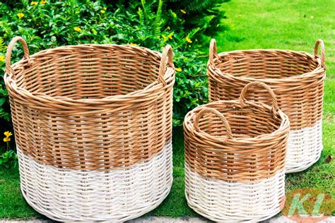 Round Rattan Basket Set Of Kl Handicrafts