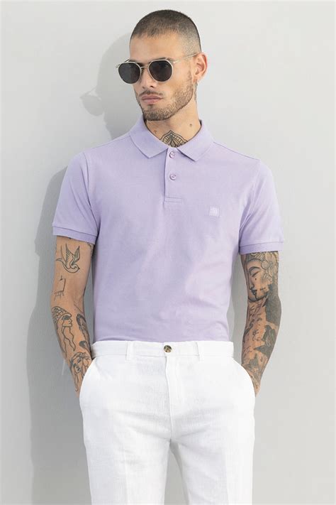 Buy Mens Incise Logo Lavender Polo T Shirt Online Snitch