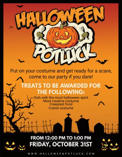 Orange Halloween Potluck Poster Template Postermywall