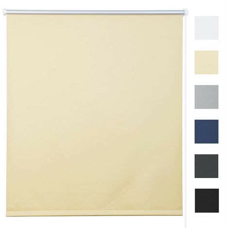 WOLTU Plain Coloured Thermal Blackout Roller Blinds Beige 70 X 160 Cm