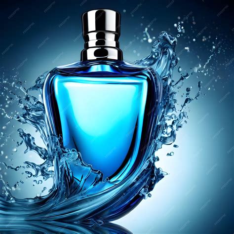 Premium AI Image | Blue Perfume bottle on the splash