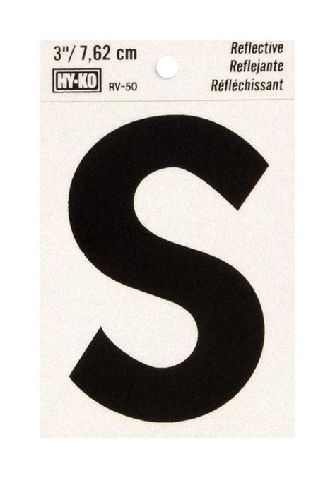 Hy Ko In Reflective Black Vinyl Letter S Self Adhesive Pc Pack