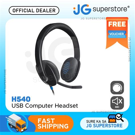 Logitech H540 Usb Computer Headset Wired Headphones W Noise Cancelling Mic Volume Controls