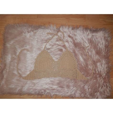 Undefined Tops Crochet Tan Crop Tank Boho Halter Bikini Style Sexy Unique Bralette Top