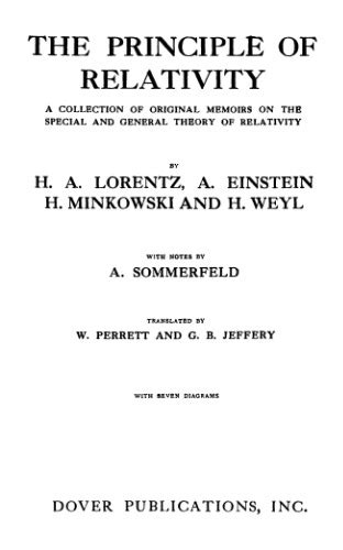 The Principle Of Relativity Memoirs On The Special And General Theory