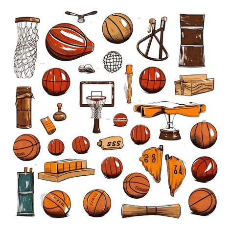 Premium Vector Vintage Basketball Elements Set Illustration