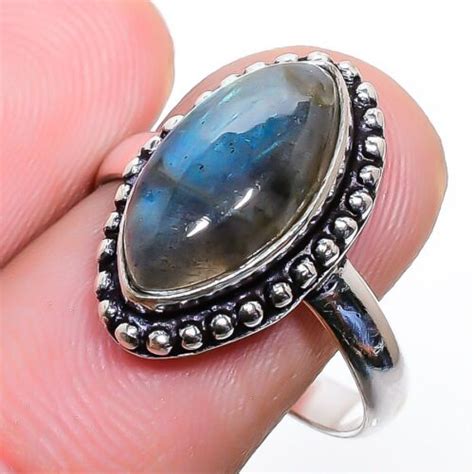 Labradorite Handmade Gemstone Sterling Silver Jewelry Ring L