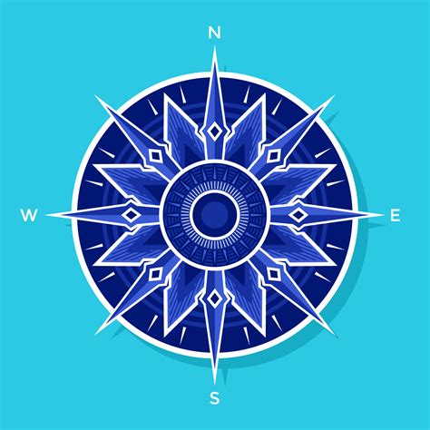 Flat White Blue Compass Vector 223652 Vector Art At Vecteezy