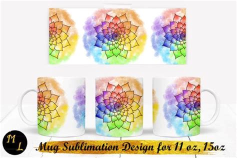 Mandala Mug Sublimation Rainbow Mug Graphic By Daryaboska Creative