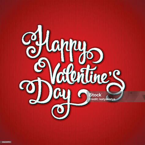 Happy Valentines Day Lettering Card Stock Illustration Download Image