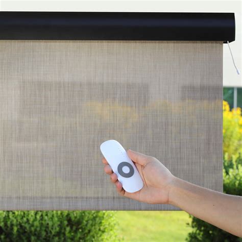 Outdoor Motorized Solar Roller Patio Shades SelectBlinds