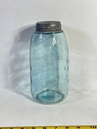 Masons Patent Nov 30th 1858 Mason Jar 12 Gallon Large Aqua Glass Collectible Ebay