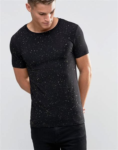 Image Of Asos Longline Muscle T Shirt With Metallic Gold Splatter