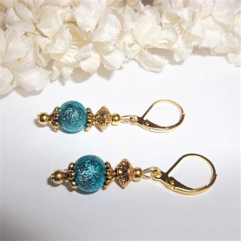 Wvluckygirl Jewelry Earrings Dangle Drop Gold And Dark Turquoise