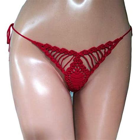 Amazon Crochet Extreme Micro Bikini Bottom Cardinal Red G String