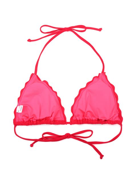 Relleciga Ruffle Damen Bademode Bikini Top Triangel Oberteil Rot