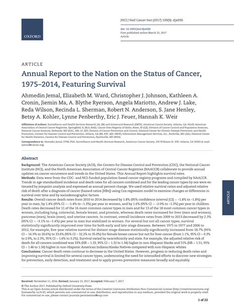 Pdf Annual Report To The Nation On The Status Of Cancer 19752014