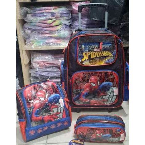 Kit Mochila Rodinha Homem Aranha Infantil Escolar Masculina Para Menino