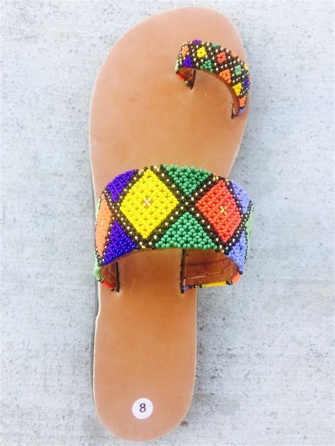 Zulu Beaded Leather Unisex Shoes Beaded Sandals Etsy In 2020 Beaded