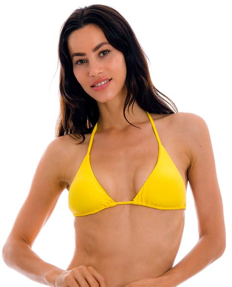 Reggiseno Bikini A Triangolo Tendina Giallo Con Imbottiture In Schiuma