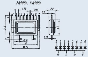 2Д908А, Диодные сборки и матрицы, характеристики, применение, даташит ...
