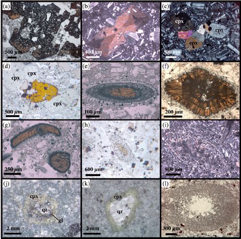 Photomicrographs Of Pilavo Lava Textures A Amphibole Megacryst With