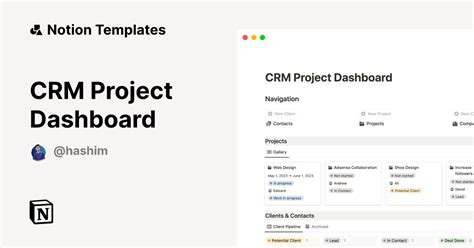 Crm Project Dashboard Template By Hashim Sultan Notion Marketplace