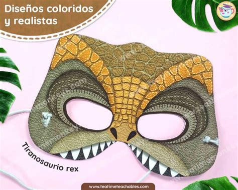 Máscaras de Dinosaurios para Imprimir Tea Time Teachables