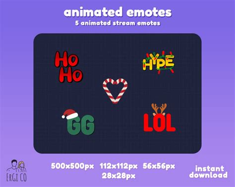 Animated Christmas Twitch Emotes Pack Holiday Xmas Discord Emotes For